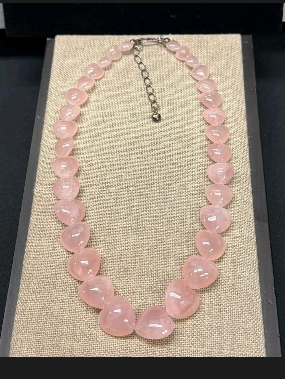Jay King Mine Finds Rose Pink Quartz Graduated Hearts Necklace 18-20"